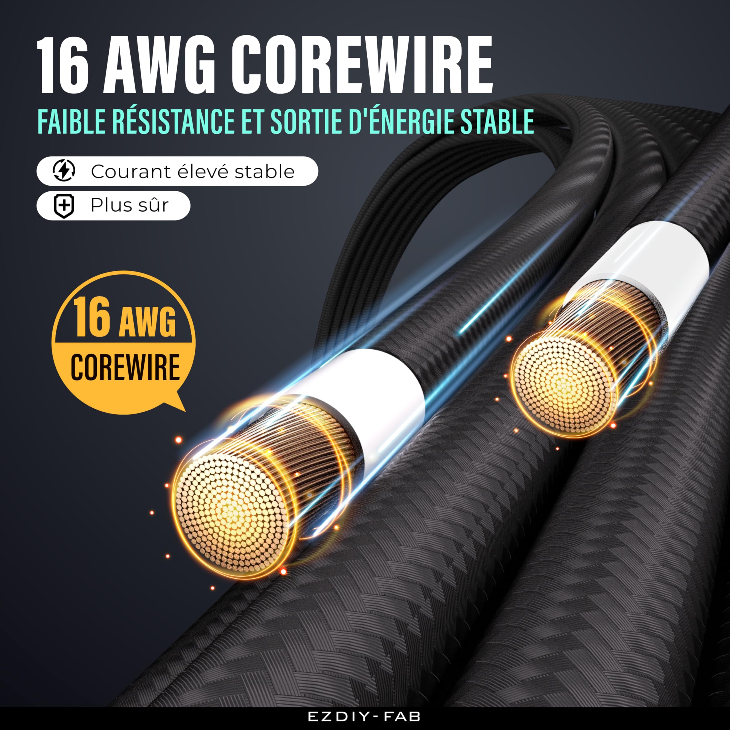EZDIY-FAB Kit d'extension de câble d'alimentation 12VHPWR,Rallonge de câble d'alimentation PCIE 5.0 16AWG- 1x 24 Pin ATX /2X 8Pin (4+4) EPS / 1x12+4 Pin GPU,Câble à douille 300MM avec peignes-Noir