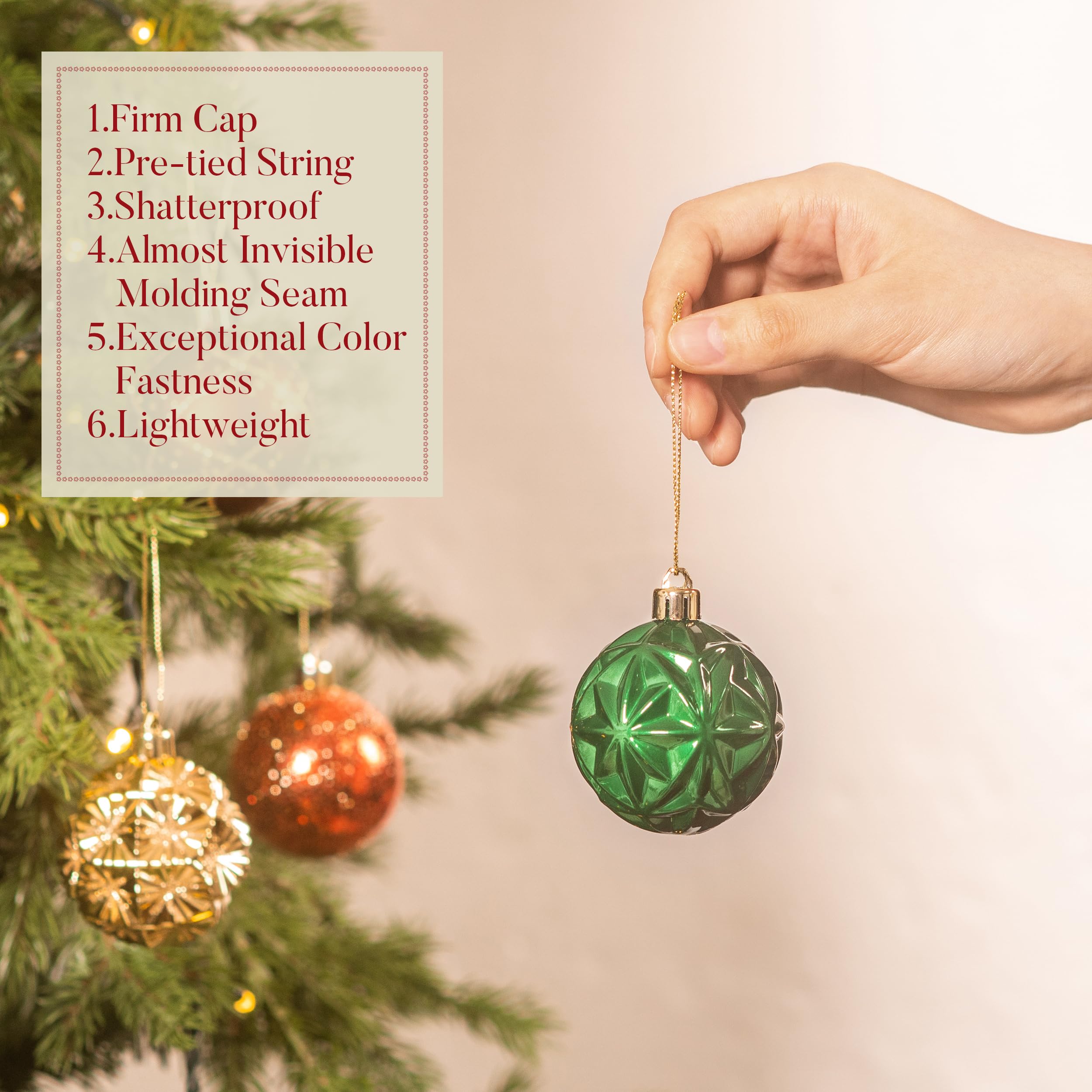 Valery Madelyn Décorations pour sapin de Noël – 16 carats – Décorations incassables pour sapin de Noël – Décorations de luxe à suspendre en vrac pour décoration de Noël – 6,9 cm