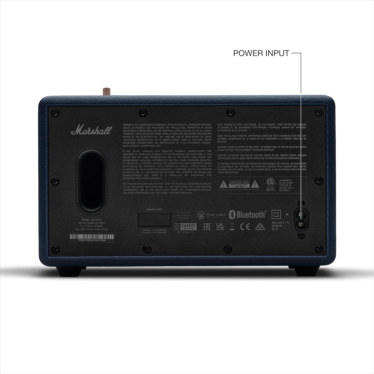 Marshall Acton III Bluetooth Home Speaker - Loud Stereo Sound with Bass and Treble Controls | Plug-in Powered | 3.5 mm Aux Input - Midnight Blue - Image 7