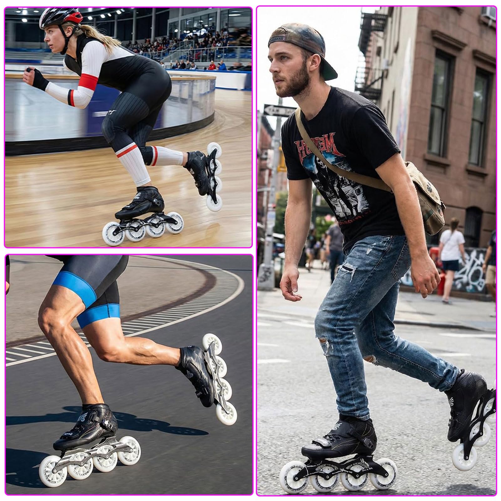 Patines En Linea Adulto, Patines De Velocidad Profesional De Fibra De Carbono para Exteriores, Patines 4 Ruedas Adulto Hombre Y Mujer, Unisex