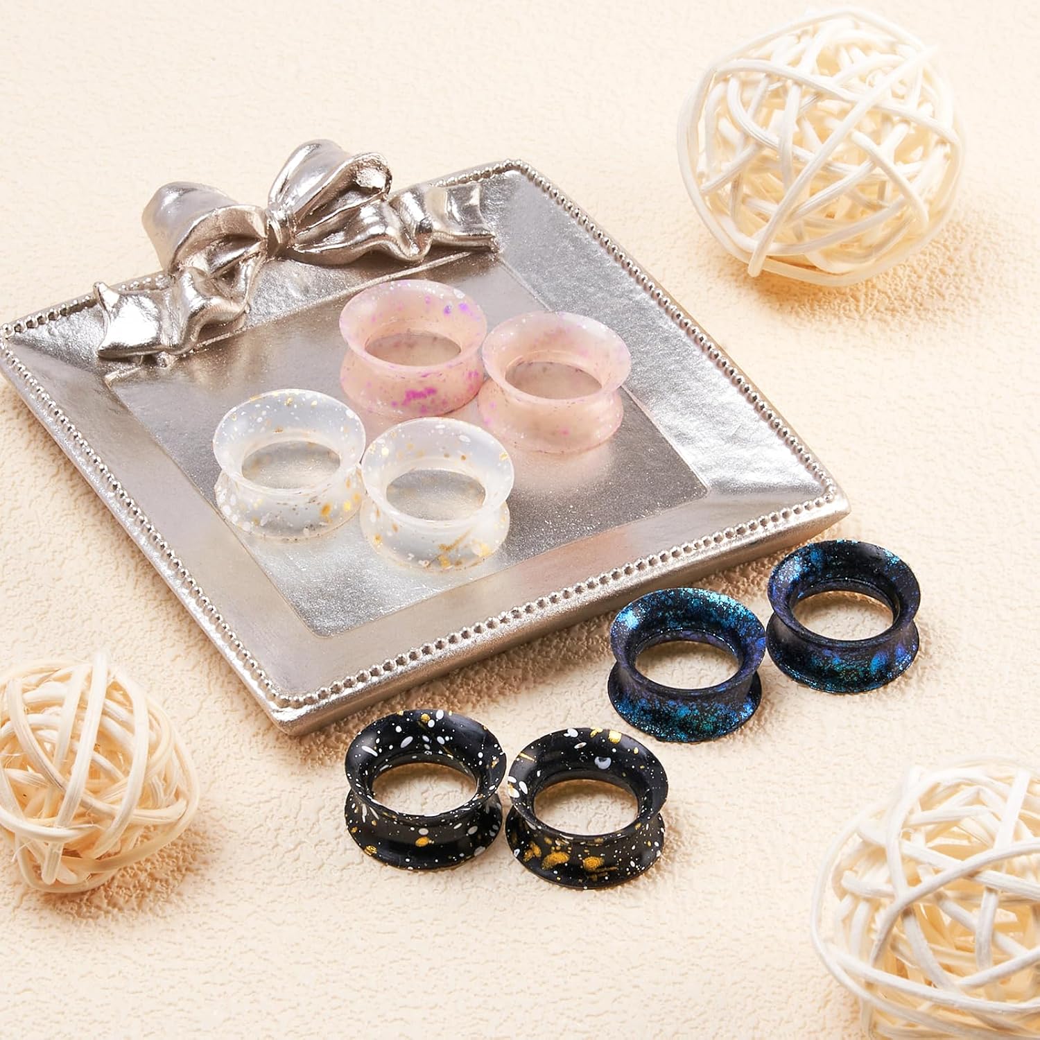 Longbeauty 8PCS Silicone Ear Gauges Flexible Ear Tunnels Plugs Stretchers Double Flared Flesh Ear Piercing Jewelry for Women Men - Image 2