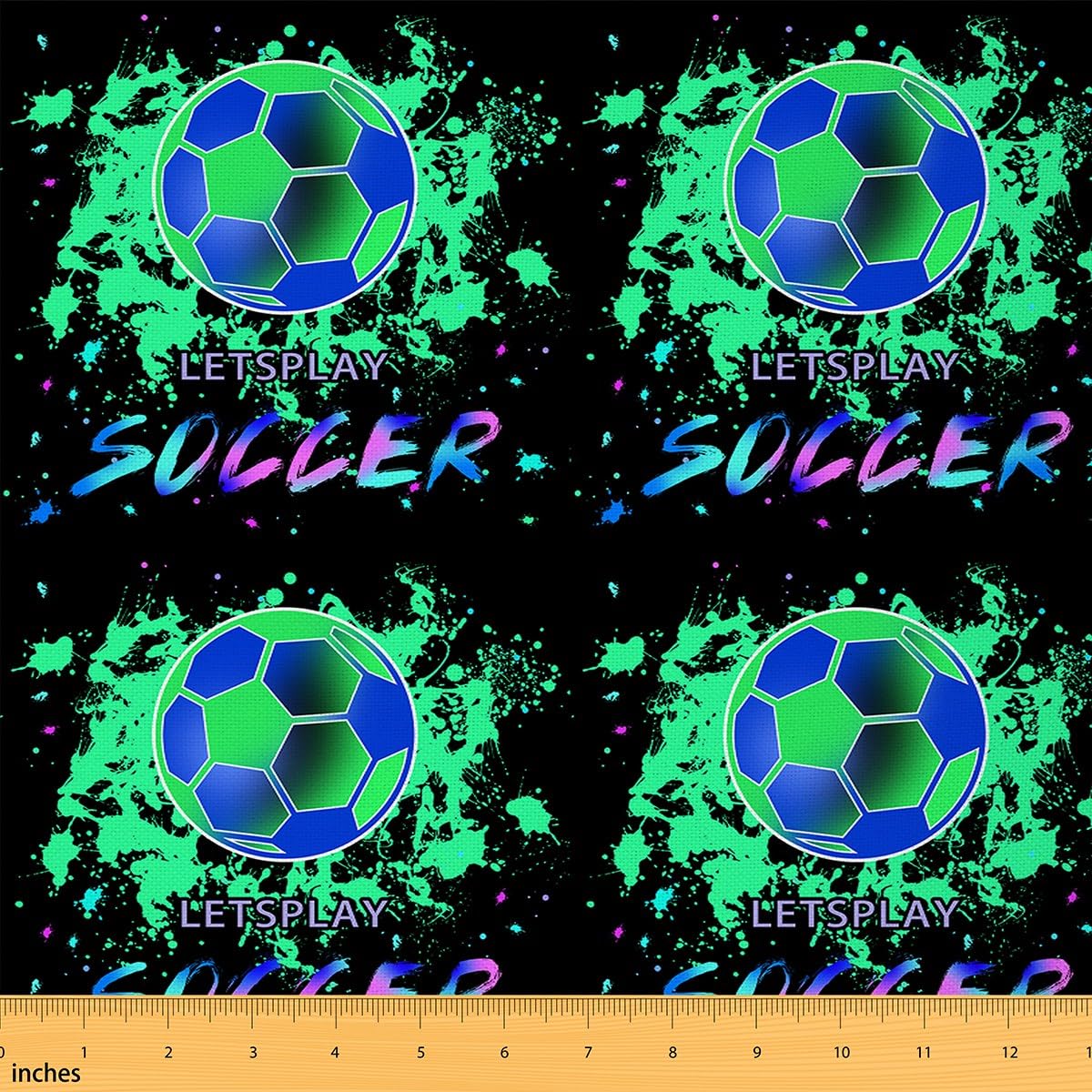 Homemissing Tessuto a tema calcio al metro, 460 x 150 cm, impermeabile, per esterni, per giochi di videogiochi, sport, tappezzeria, per sedie, verde, blu, tie-dye, Galaxy, tappezzeria fai da te