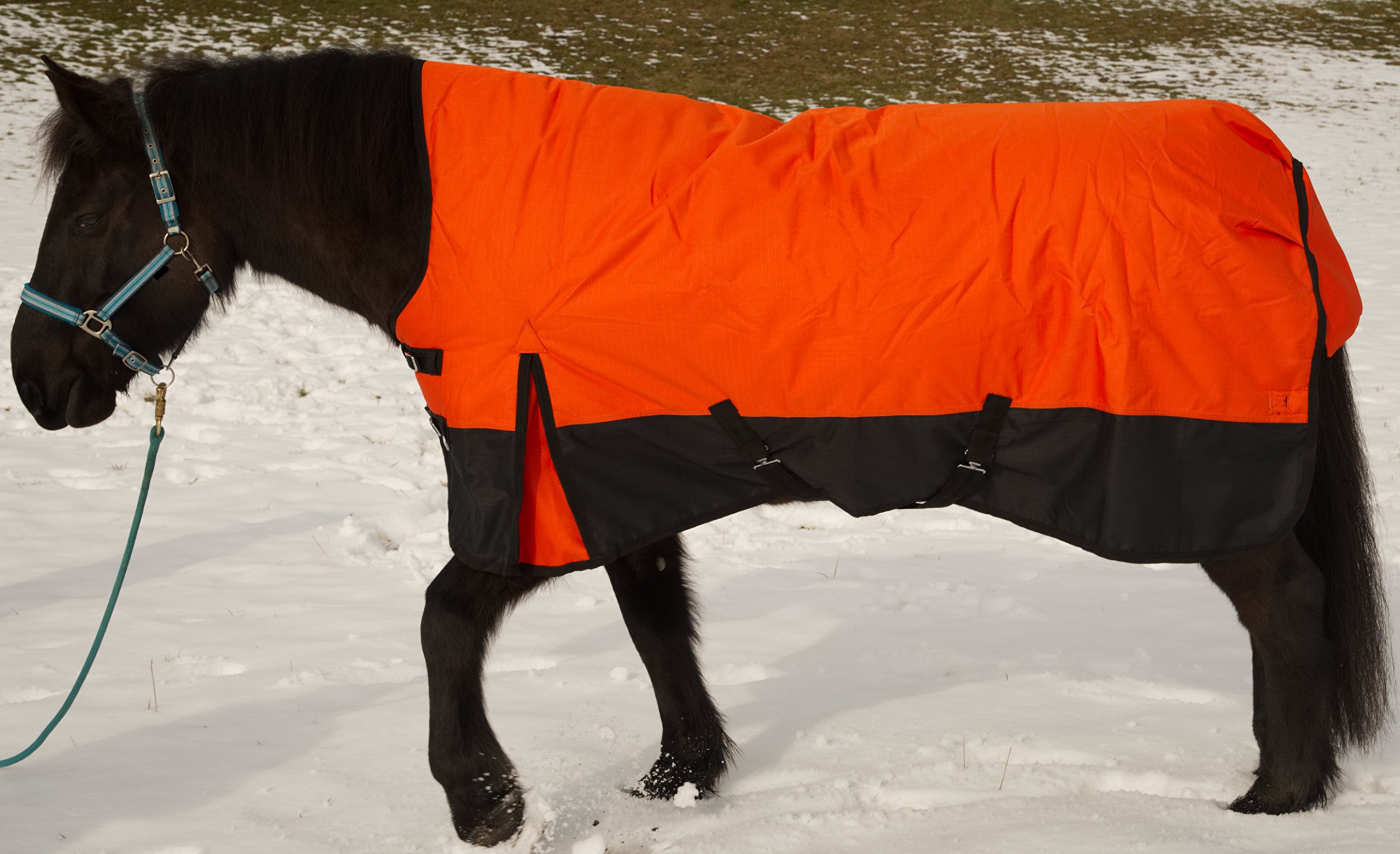 Pferdedecke Winter Ripstop 1200D 400g Füllung hoher Nackenschutz Orange/Schwarz