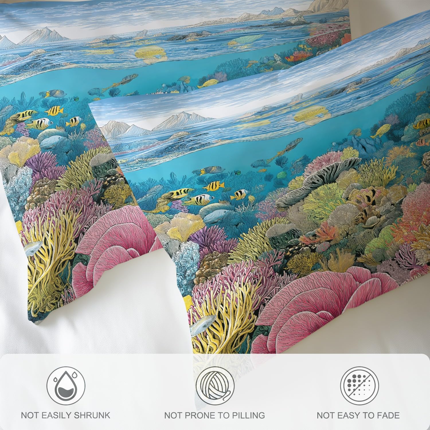 Genérico Oddychający kolorowy nadruk Anime Parure de Lit Fantasy Koral Creatura morska łatwa w utrzymaniu mikrofibra dla dzieci i dorosłych narzuta na kołdrę 240 x 220 cm
