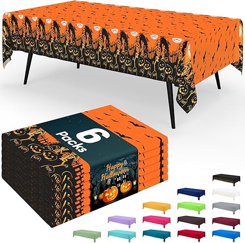 Miniatura 55 de Smiry - Juego de 6 manteles desechables, manteles rectangulares impermeables de 54 x 108 pulgadas para fiestas, mantel de plástico decorativo, a