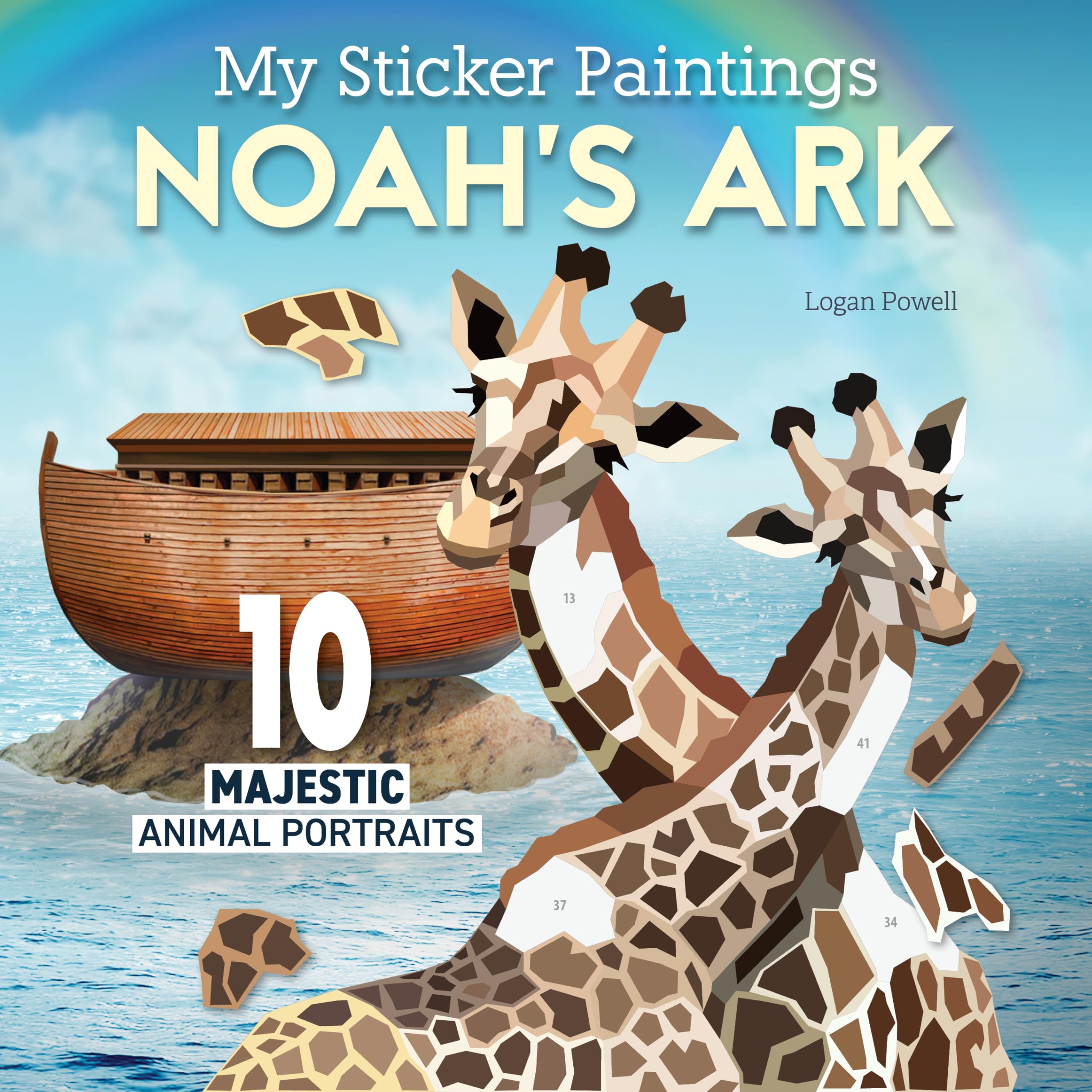 My Sticker Paintings: Noah's Ark: 10 Majestic Animal Portraits (Happy Fox Books) For Kids Ages 6-10, Sticker-by-Number Giraffes, Elephants, Lions, Doves, and More, with Fun Facts
