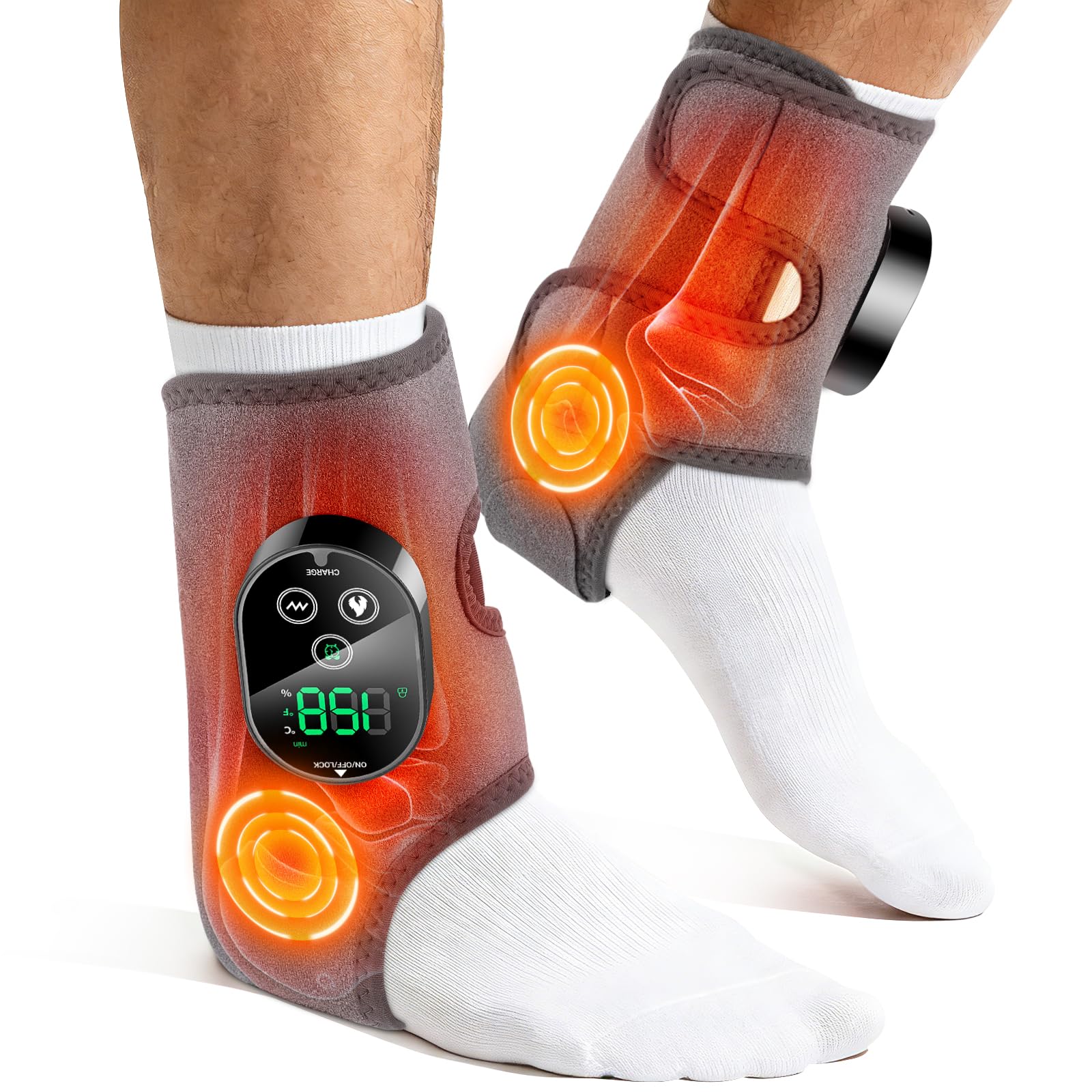 2PCS Cordless Ankle Massager, Ankle Massager for Pain Relief, Foot Massager for Neuropathy, Ankle Heating Pad, Foot Heating Pad, Ankle Foot Massager,