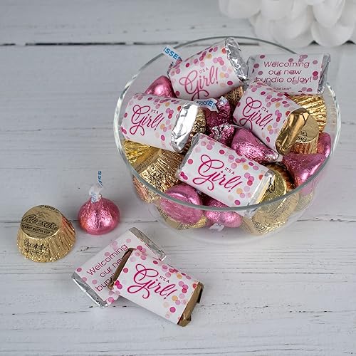 Miniatura 3 de 105 unidades de mezcla de chocolate rosa It's a Girl Baby Shower (1.75 libras, aproximadamente 105 piezas)