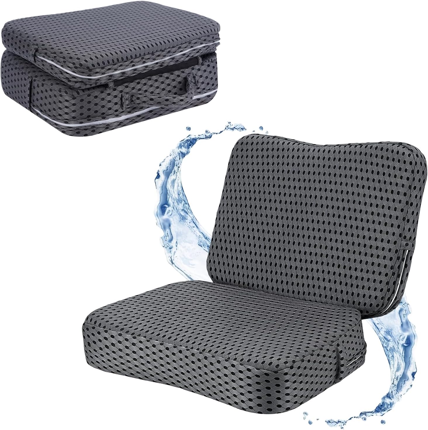 Foldable Hot Tub Booster Seat with Back Support, Adjustable 2 Heights up to 5.2", Non-Slip Bottom, Portable Spa Booster Seat for Hot Tub (Including Inflatable), Pool, Bathtub (Blue-1 PC)