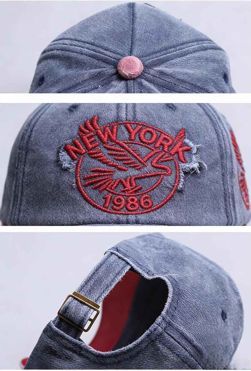 Vintage Washed Baseball Cap for Men & Women – Distressed Denim Hat with Embroidered Eagle Logo, Adjustable Snapback, Breathable Sun Protection Hat for Outdoor Activities - Image 7