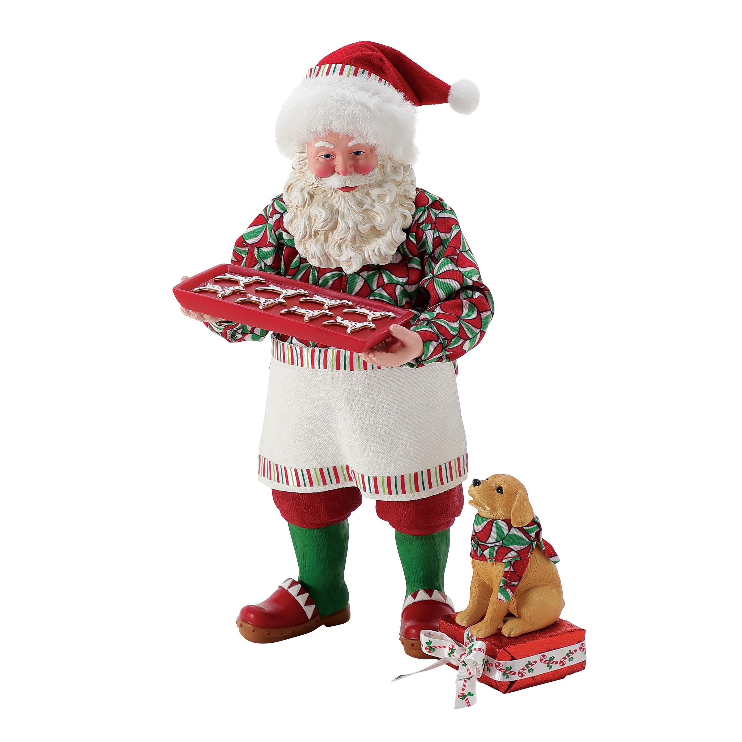 Department 56 Possible Dreams Santa and his Pets Peppermint Barking Figurine Set, 10.5 Inch, Multicolor