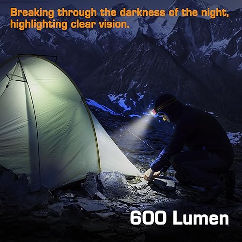 Miniatura 8 de EverBrite Linterna frontal de 600 lúmenes, faro recargable con 4 modos, lámpara de cabeza súper brillante con foco y reflector, sensor de