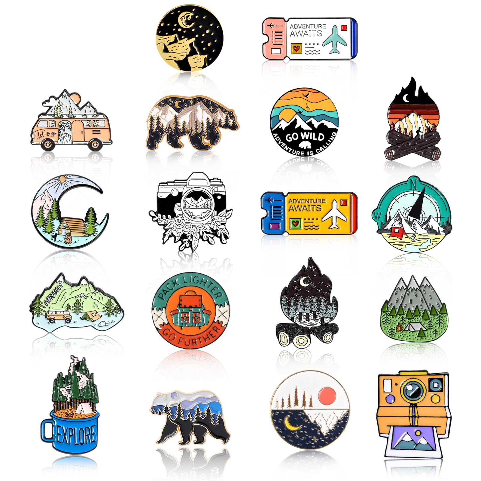 18 Pcs Cute Enamel Pin Set, Pins for Backpacks Pins, Punk Cartoon