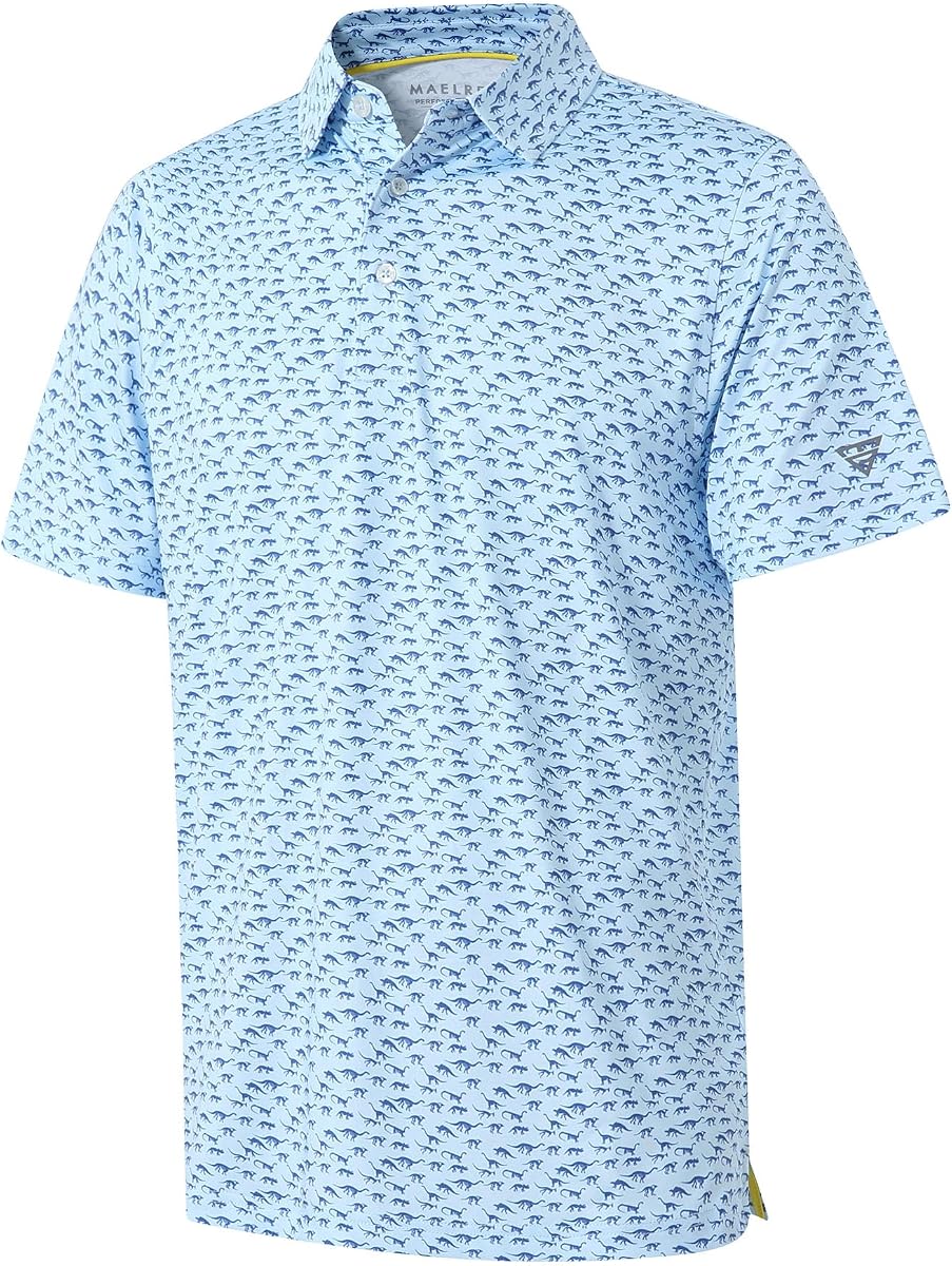 M MAELREG Boys Polo Shirt Short Sleeve Performance Dry Fit Stretch Funny Print Active Casual Collared Golf Shirts for Boy