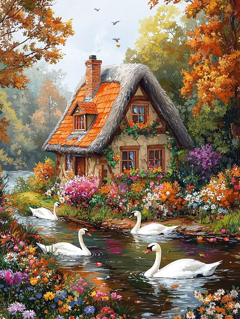 WEISHIWE Cabane et animaux Peinture Numero Adulte Kits, 80x100cm m-988