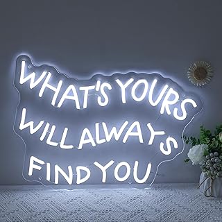 26 Simple Accent Wall Ideas That Make A Big Difference 179 What’s Yours Will Always Find You Neon Sign, Positive Affirmation LED Wa...