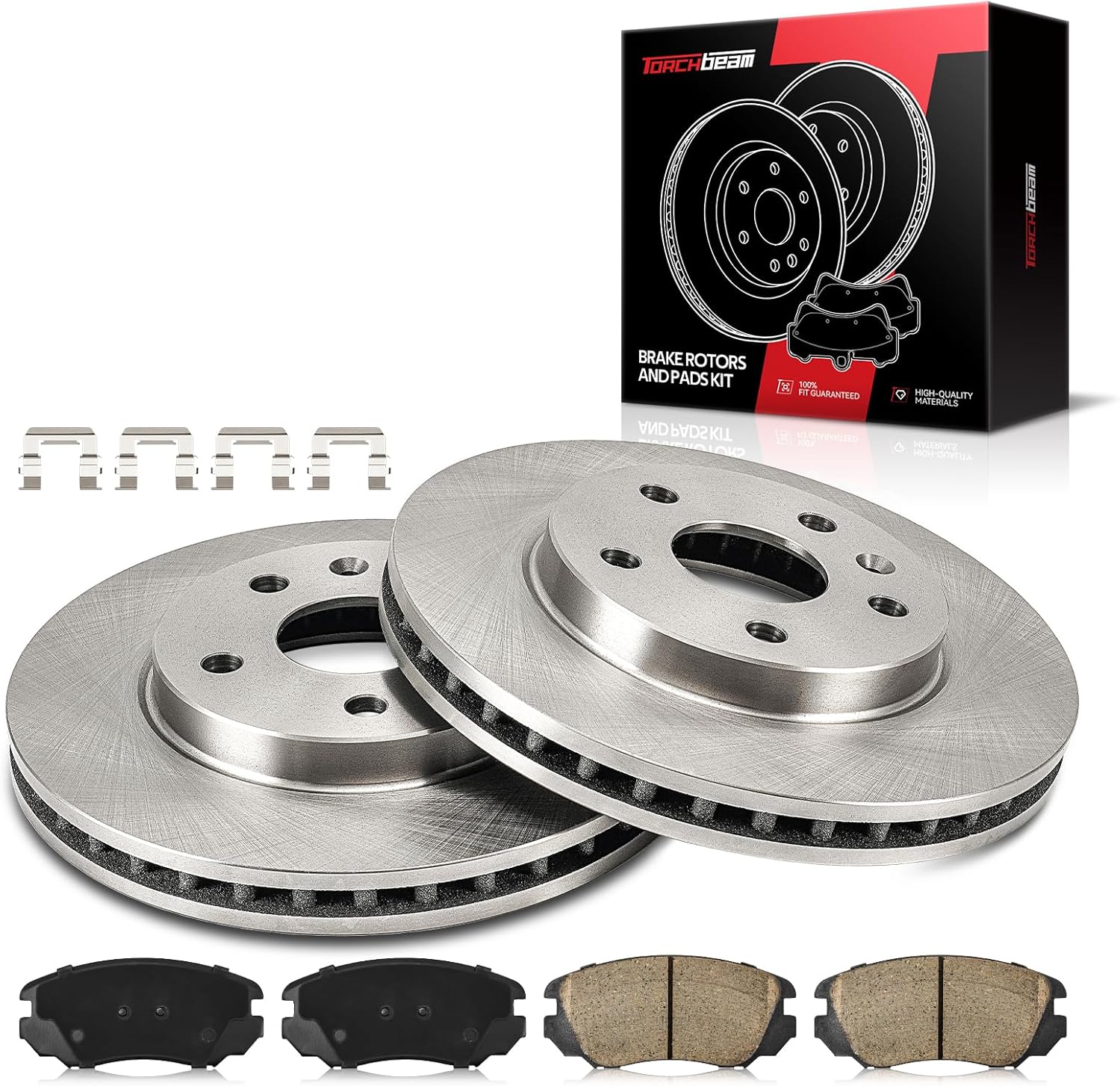 Torchbeam 55184+D1421 Front Disc Brake Rotor and Ceramic Brake Pad Set Kit for 2012-2016 LaCrosse 2.4L, 2011-2014 2016-2017 Regal, 2016 Malibu Limited, 2013-2015 Malibu, Brake Pads and Rotors Kit