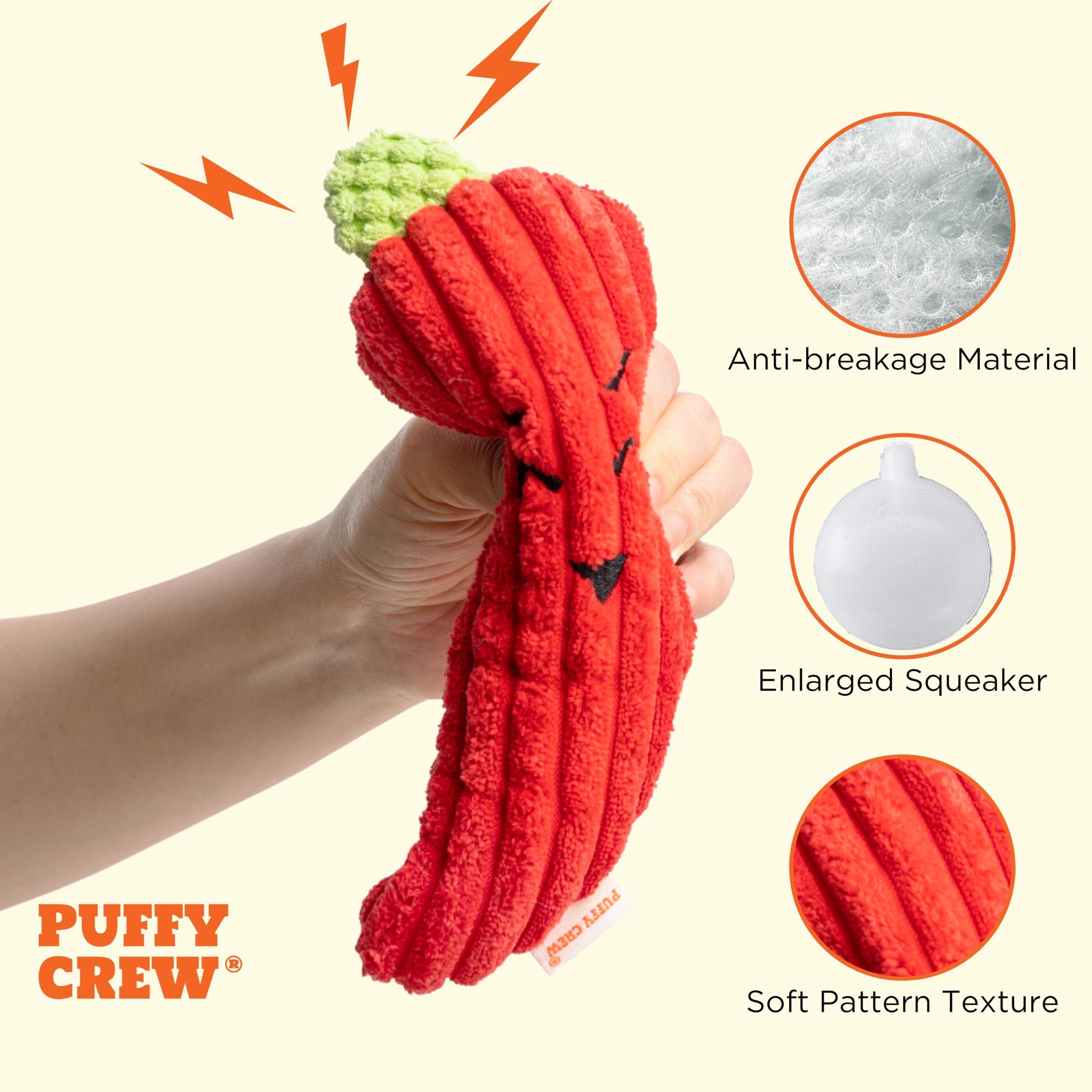Quietschendes Hundespielzeug, Bite_Stick-Kollektion, 20,3 cm, für kleine und mittelgroße Hunde (Red Chili)