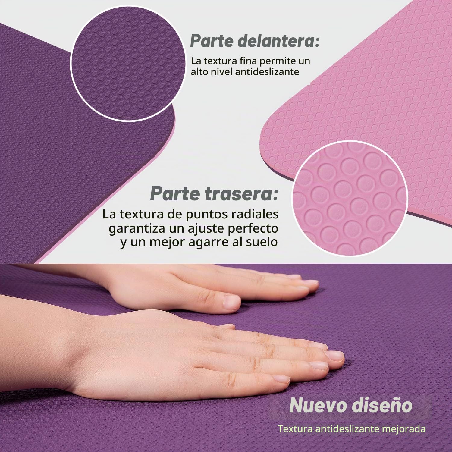 TOPLUS Esterilla de gimnasia, esterilla de yoga, esterilla de yoga, acolchada y antideslizante, para fitness, pilates y gimnasia, con correa de transporte