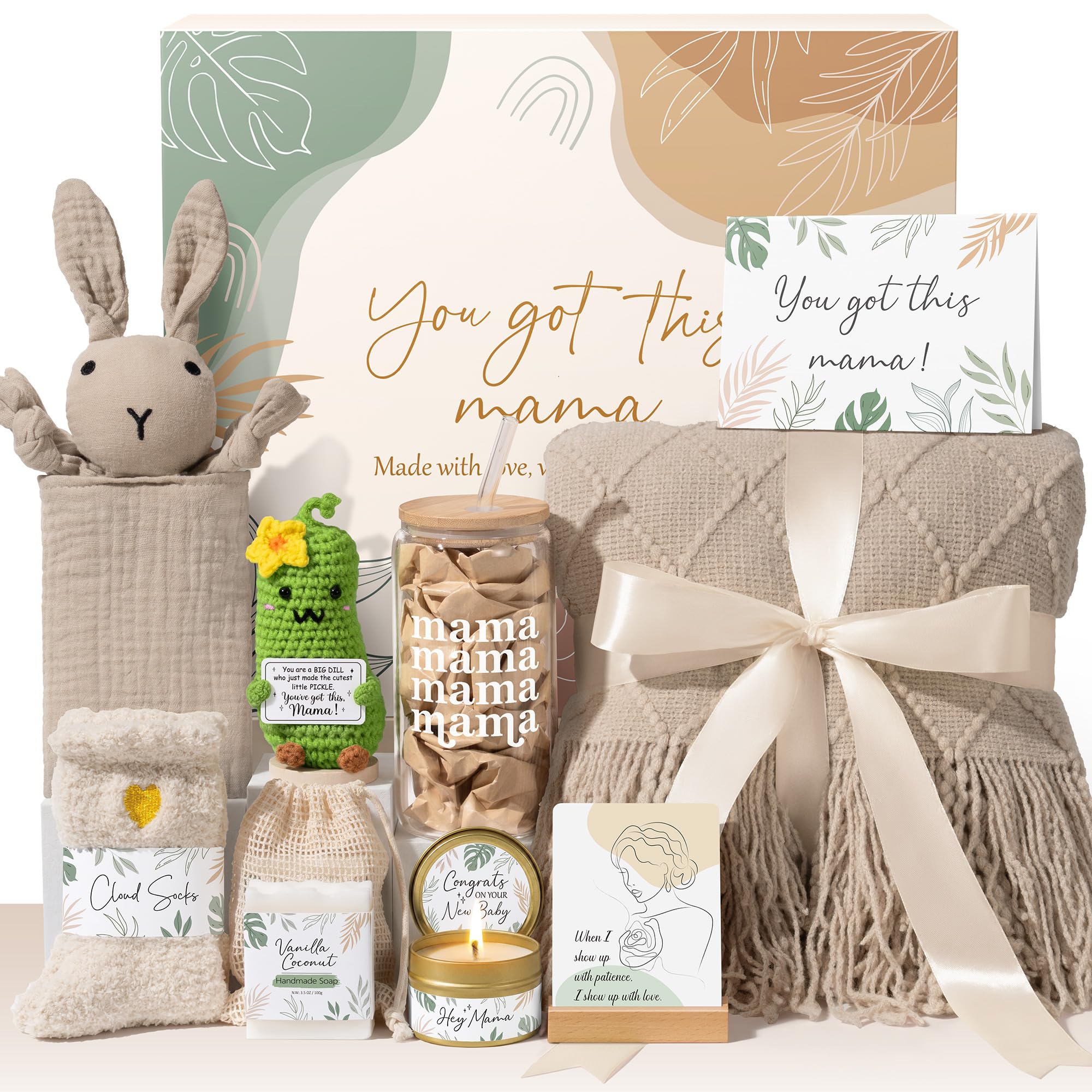 Paquete de regalos para la nueva mamá para mujeres, regalos posparto para la nueva mamá después del nacimiento, regalos de embarazo para embarazadas por primera vez, cesta de regalo, regalo de