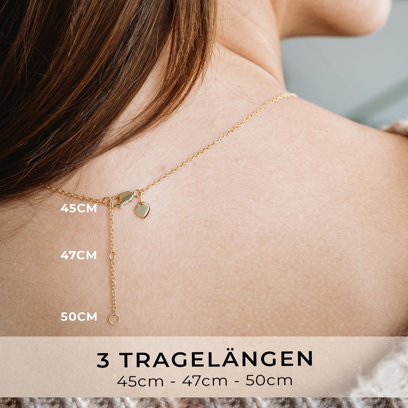 Amoonìc Herzkette Silber 925 / Gold vergoldet I Halskette Damen verstellbar 45-50cm mit Herzanhänger | Kette Damen mit Herz I Echt Silberkette mit Stein Frauen Schmuck Geschenk für Sie Mama Freundin