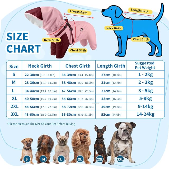 Foto 3 de 7 de PETCUTE Chubasquero Impermeables para Perros con Arnés Integrado y Capucha Extraíble,Ajustable Abrigos…