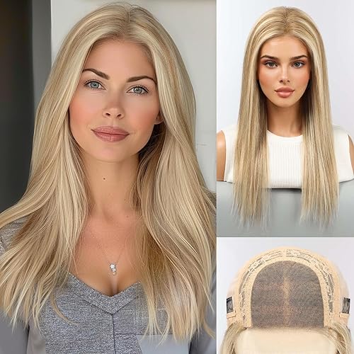 starluck Wigs Human Hair Lace Front Wigs Human Hair for Women Ash Blonde Pelucas De Mujer Pelo Humano 16 Inch Straight Realistic and Natural Daily Wear
