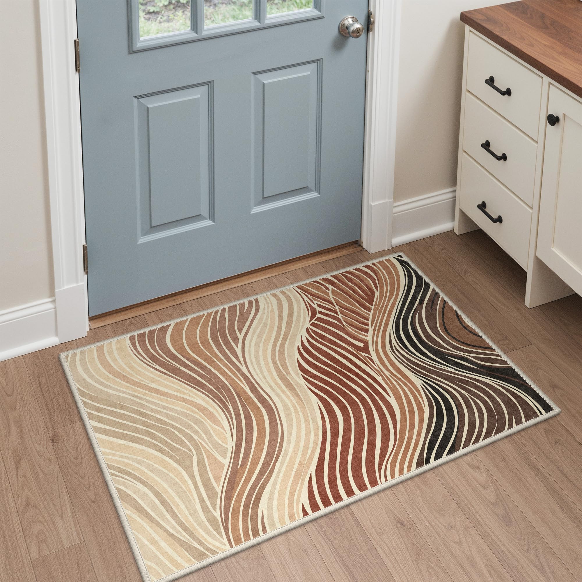 BEIMO 2x3 Area Rugs for Entryway, Caramel Sand Washable Abstract Rug