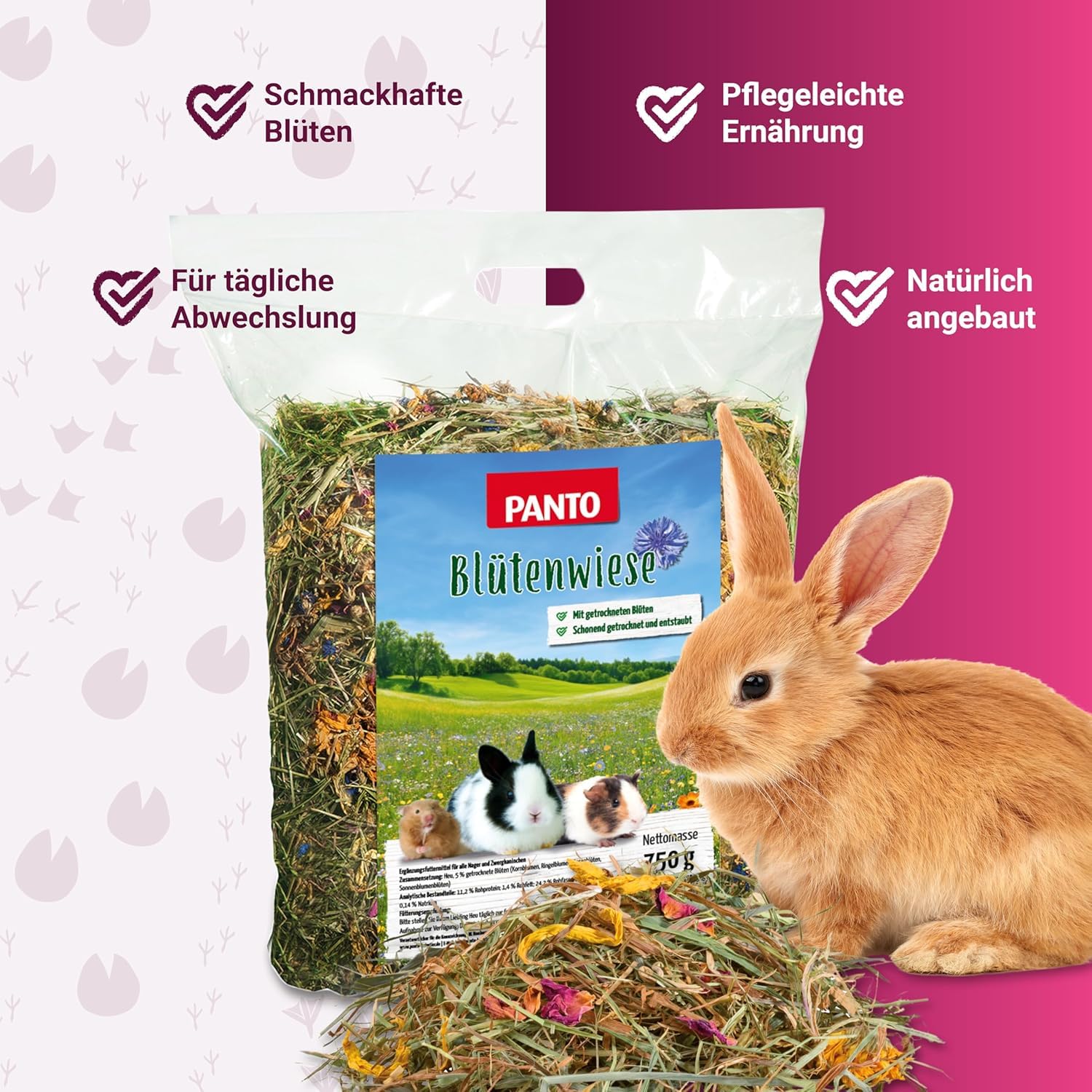 PANTO Rundum-Set für Nager – Nager-Krokant-Mix & Blütenwiese Heu im Bundle | Kombiset aus abwechslungsreichem Knuspermix & rohfaserreichem Blütenheu – Rundumversorgung für alle Nagerarten