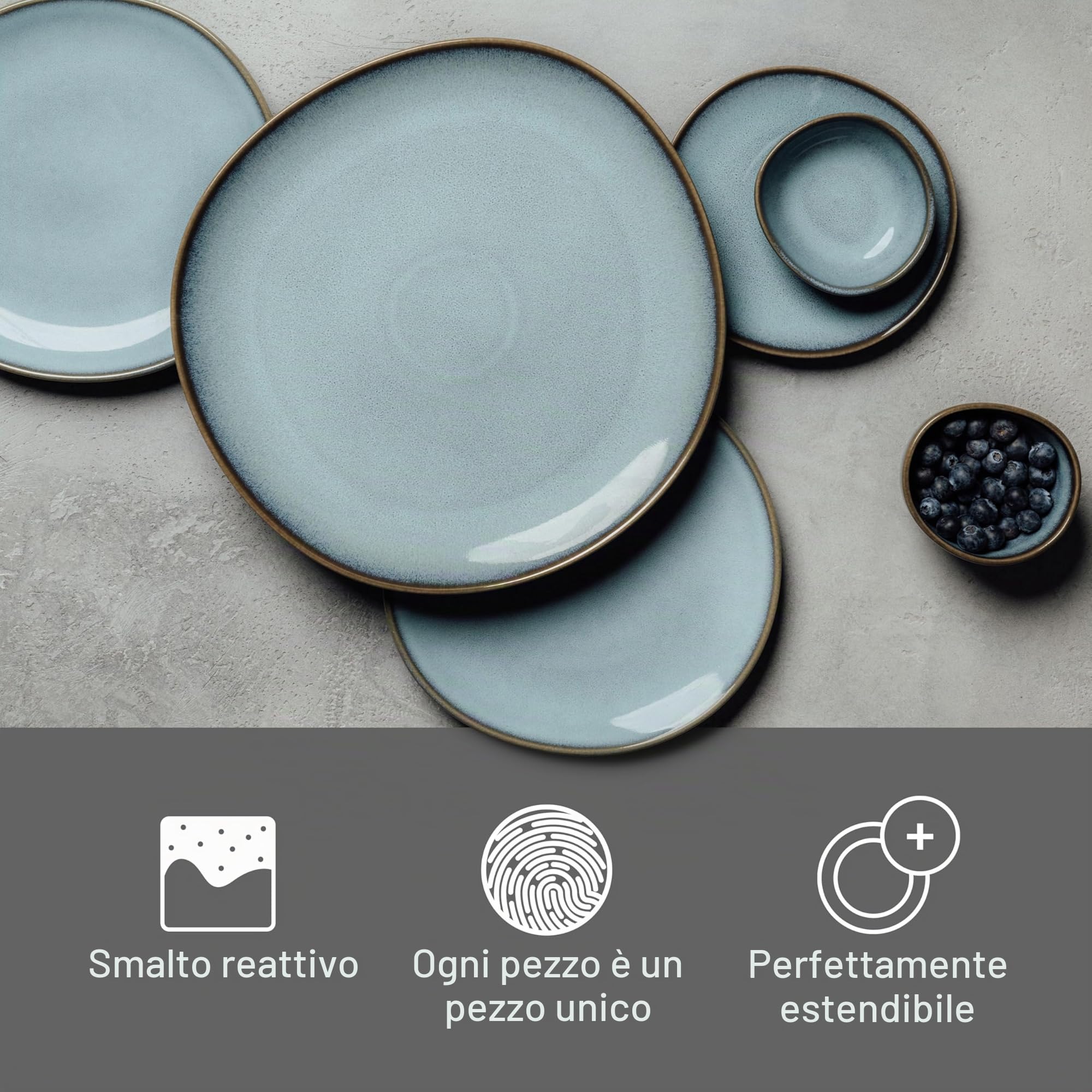 like. by Villeroy & Boch – Lave Set Da Colazione Blu, Lavabile In Lavastoviglie, Adatto Per Microonde, Set Di Stoviglie, Piatti, Set, Servizio, Terracotta