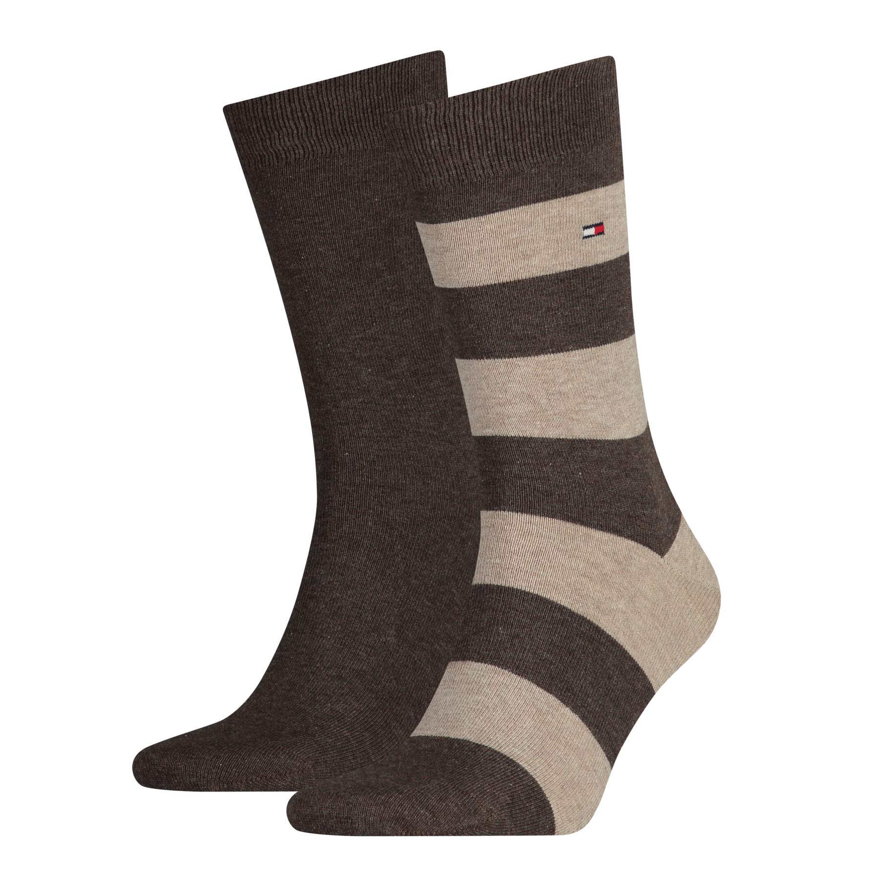 Tommy Hilfiger - Classic Mens Socks - Men's Accessories - Tommy Hilfiger Mens Socks - Signature Embroidered Logo - 2 Pack - Brown