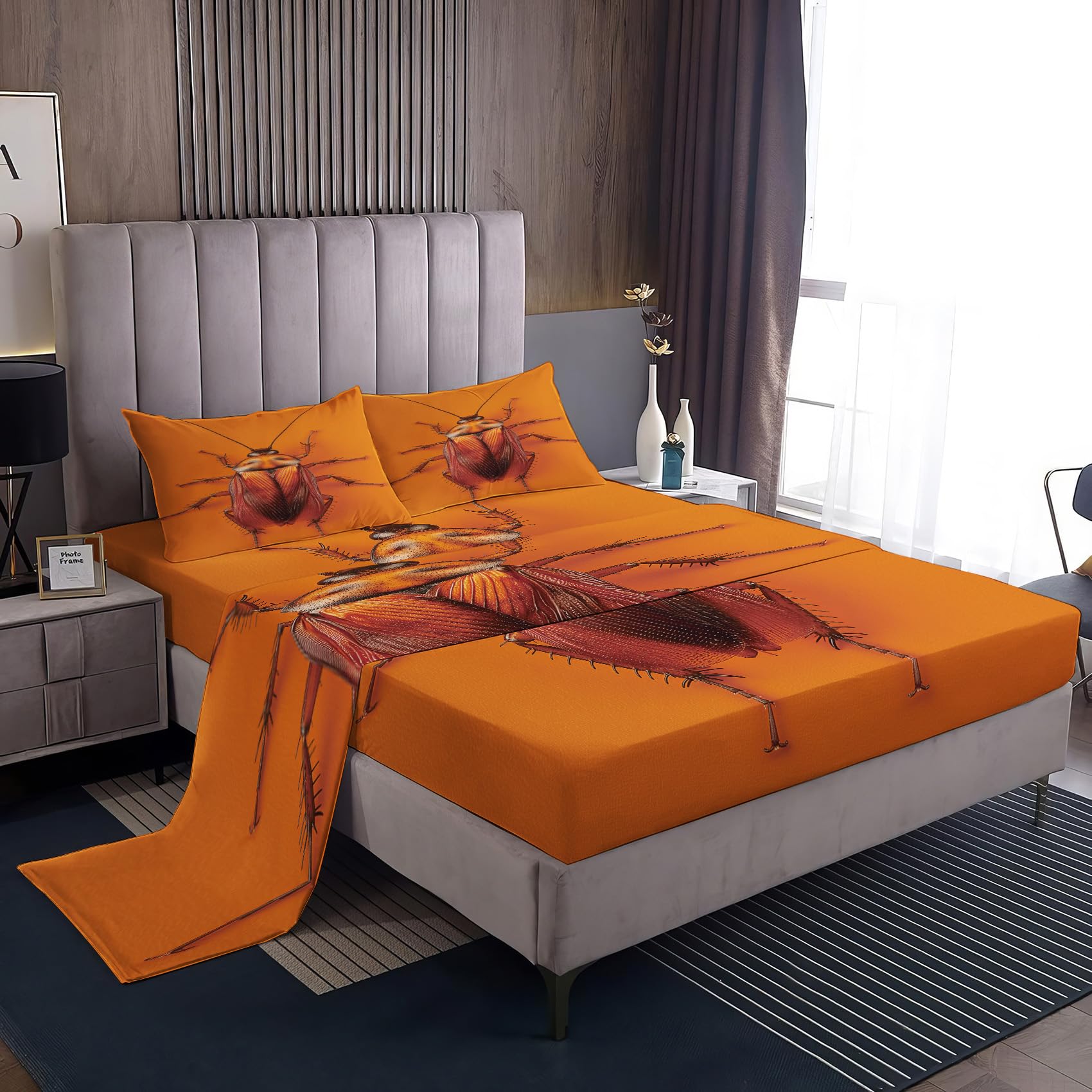 Amazon.com: TANCAPRIUM Queen Sheet Set, Cockroach Bed Sheets