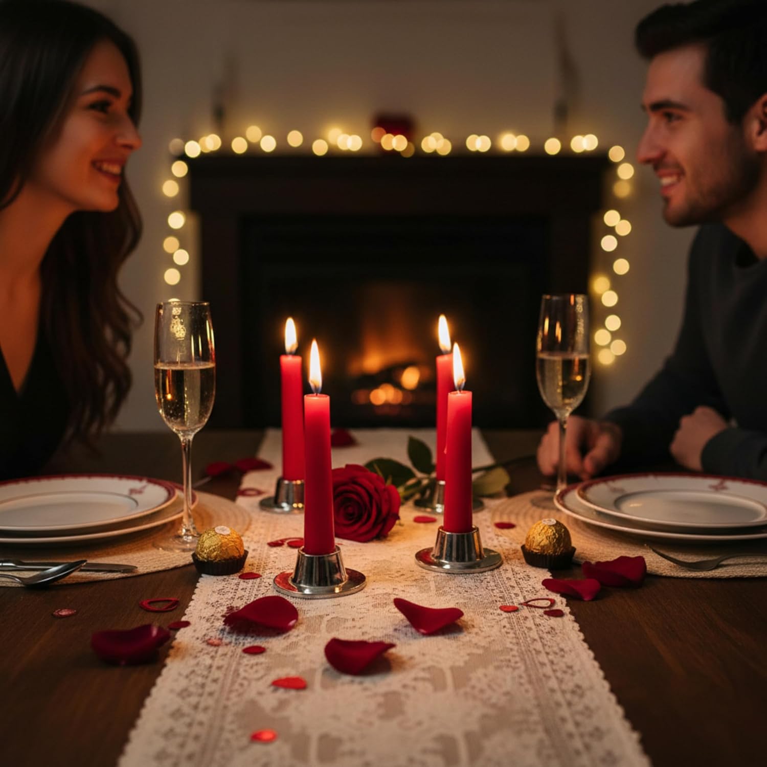 Rely+ Silver Metal Candle Holders for Taper Candlestick Set of 4 Modern Decor for Home Table Centerpiece for Wedding, Parties, Dinners, Decorations - Fit 3/4" Candles - Image 2