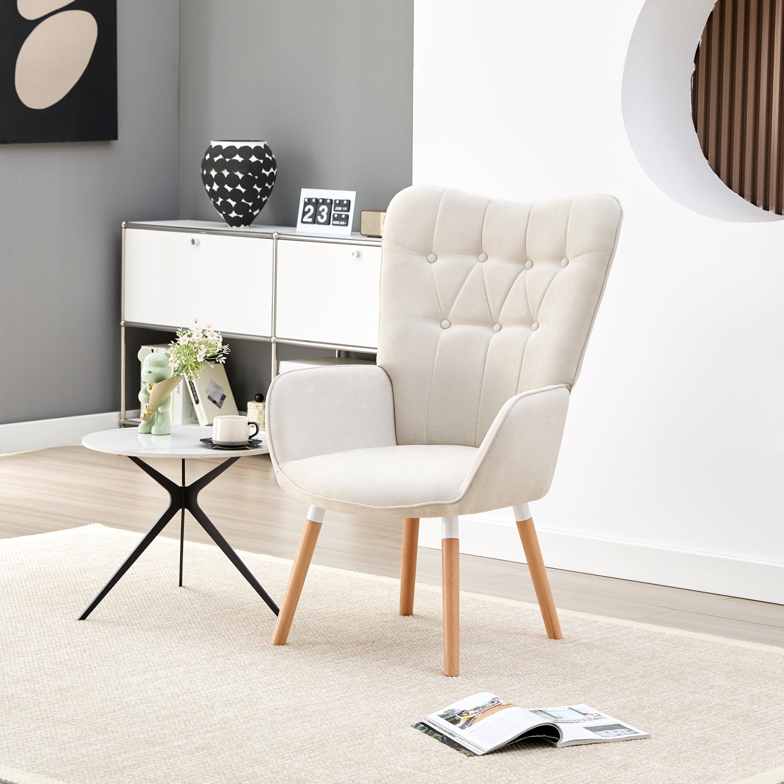 HOME DESIGN & CONFORT® Butacas de Salón Especial de Tela | Sillón Relax con Diseño Moderno y Ergonómico (Requiere Montaje) (Beige sin Botones)