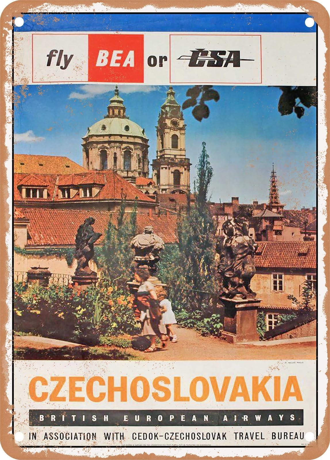 Miaomansenstore Metal Sign - 1961 Fly Bea Or Csa Czechoslovakia 2 Vintage Ad Home Decor