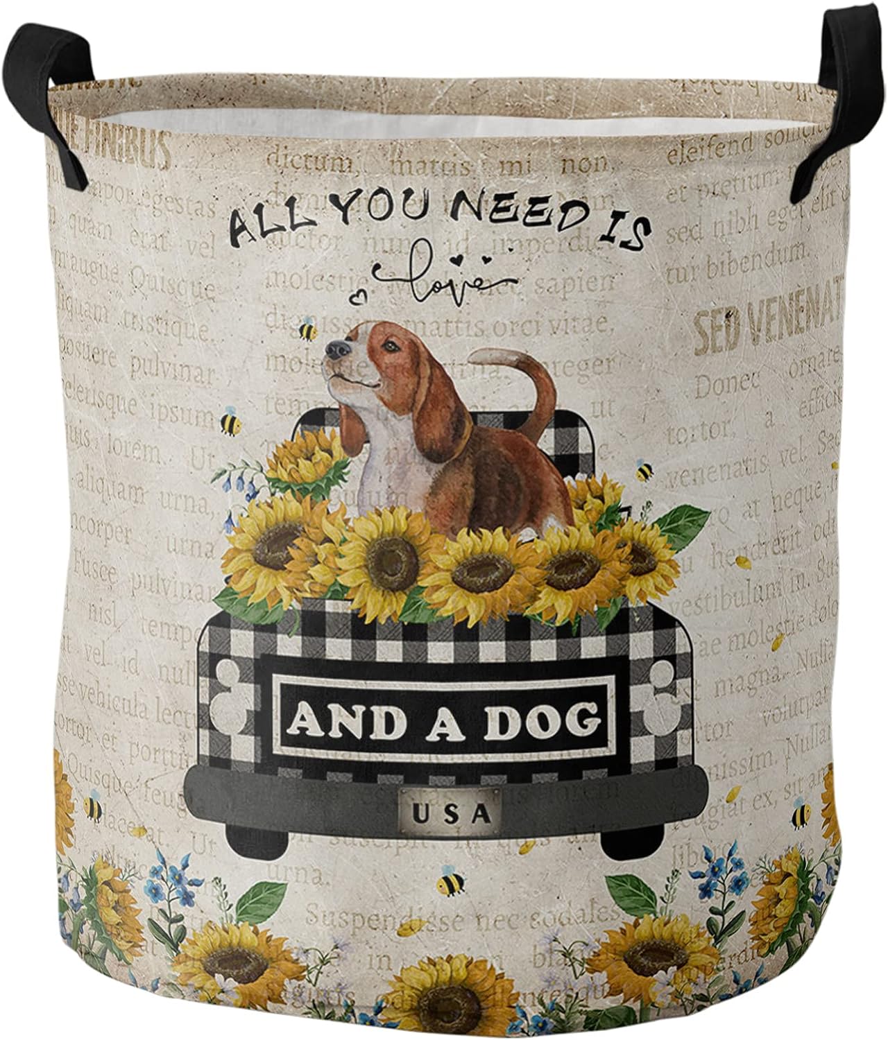 Laundry Baskets Truck With Dog Collapsible Clothes Hamper