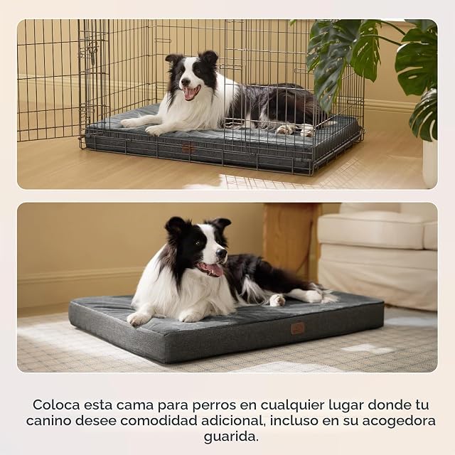 Foto 5 de 8 de Bedsure Cama Ortopédica para Perros Grandes Lavable, 104x74cm Gris