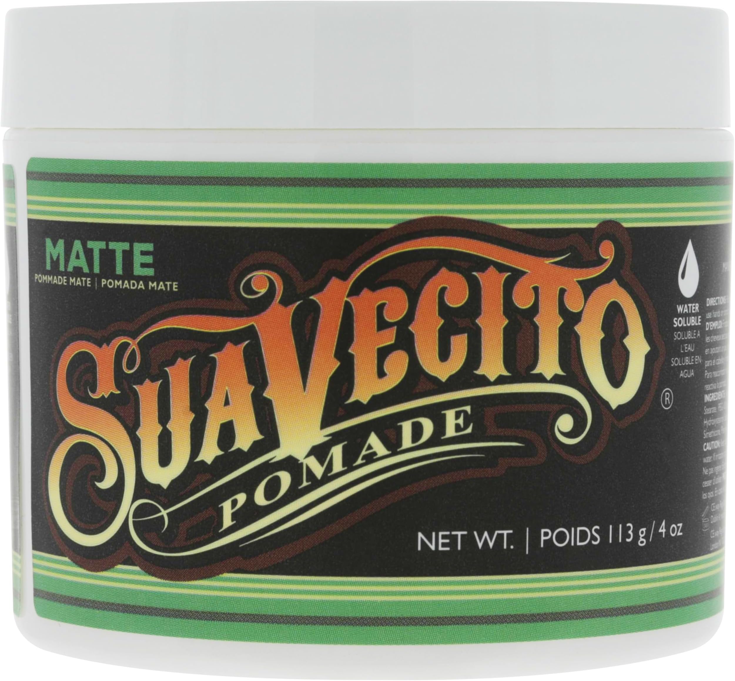 Suavecito Pomade Matte (No Shine) Formula 4 oz, 1 Pack - Medium Hold Hair Pomade For Men - Matte Hair Paste For Natural Texture Hairstyles