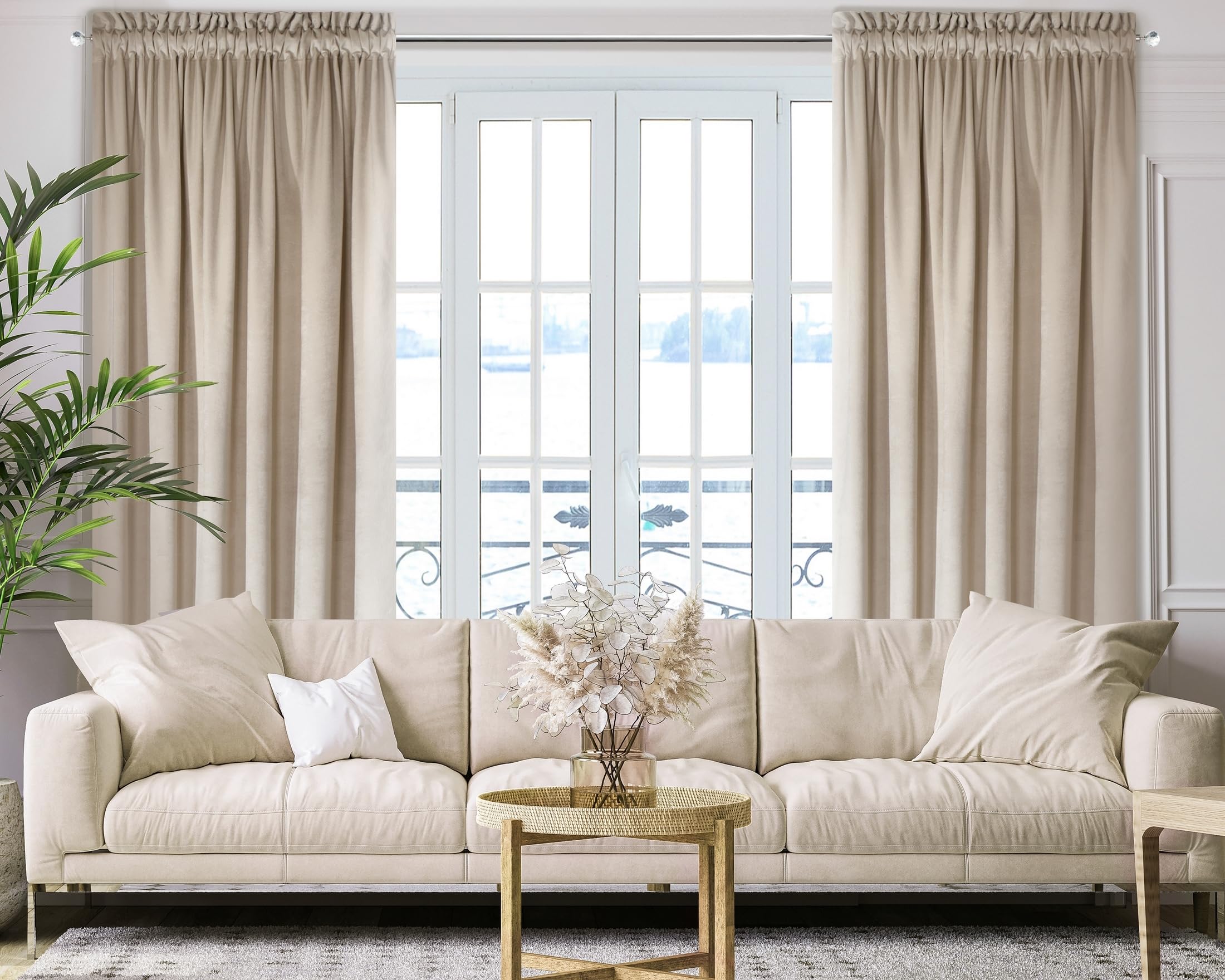 Rideau Occultant Velours Noir 140x250 Cm - 100% Opaque, Isolant Thermique Et Acoustique, Avec œillets