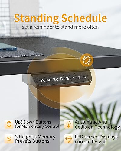 Miniatura 8 de CubiCubi Escritorio de pie de 55 x 24 pulgadas con cajón escritorio eléctrico de pie de altura ajustable escritorio de pie para oficina en casa