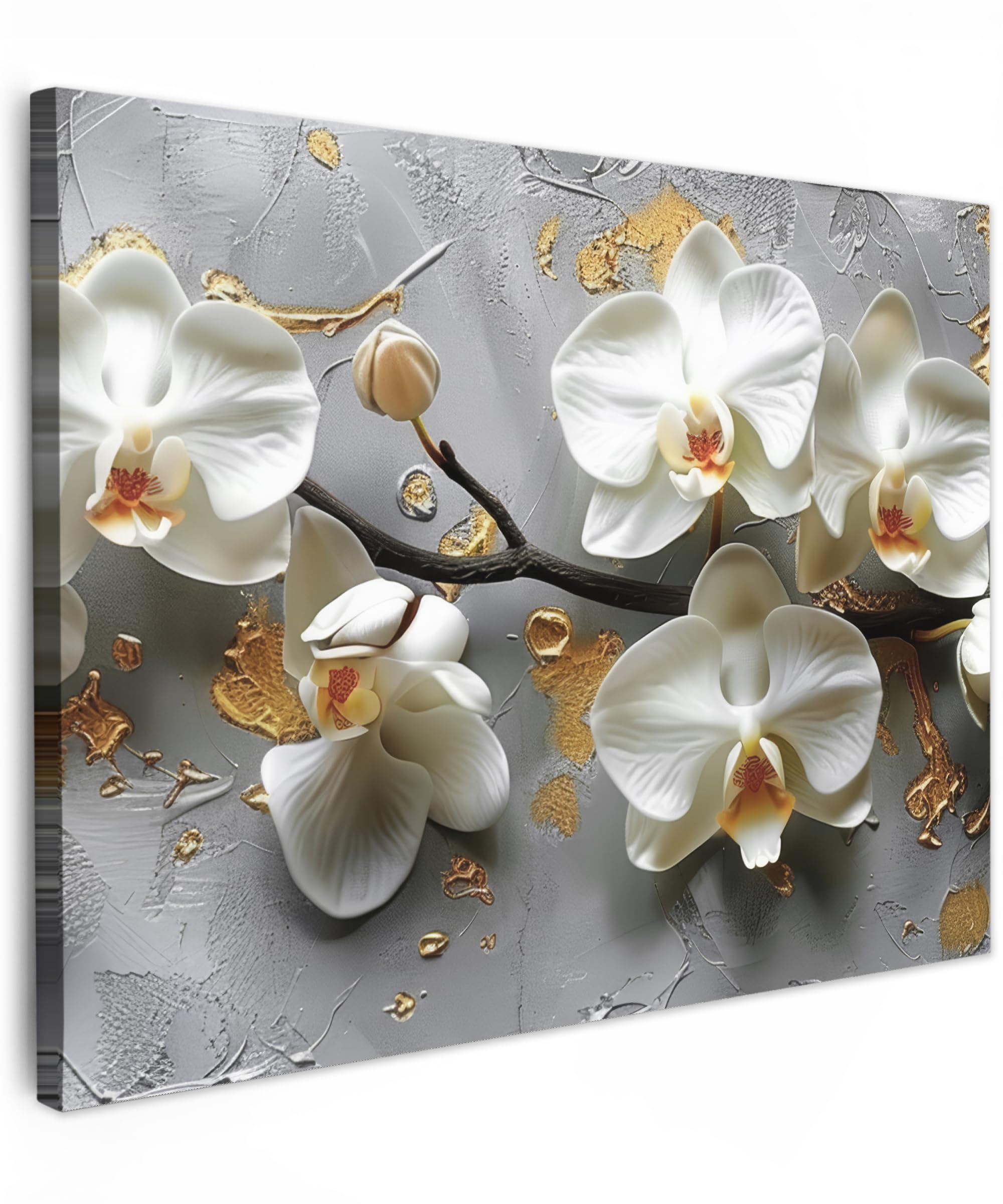 MuchoWow© Canvas Wall Art 31"x24" / 80x60 cm Decor Hanging Pictures for Living Room Canvus Artwork Deco Walls Flowers - Orchid - Abstract - Modern — image 1