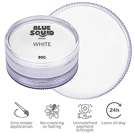 Blue Squid PRO Face Paint - Professional Water Based Single Cake Facepaint & Body Paints - SFX Makeup, Kids Adults Face Painting for Costume, Halloween, Cosplay - Classic White 90g / 3oz