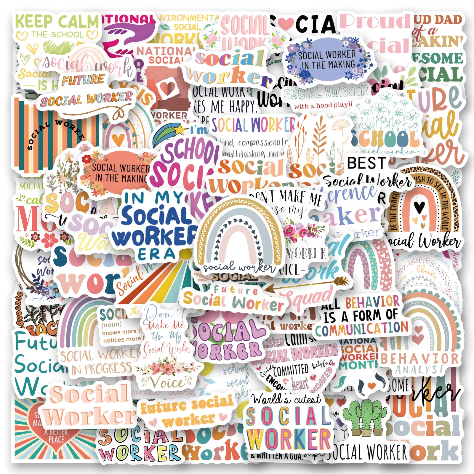 UBOFUGS 120 PCS Social Worker Stickers,ocial Justice Stickers,Social Work Values Stickers,Water Bottle Laptop Journal Stickers,Social Workers Gift