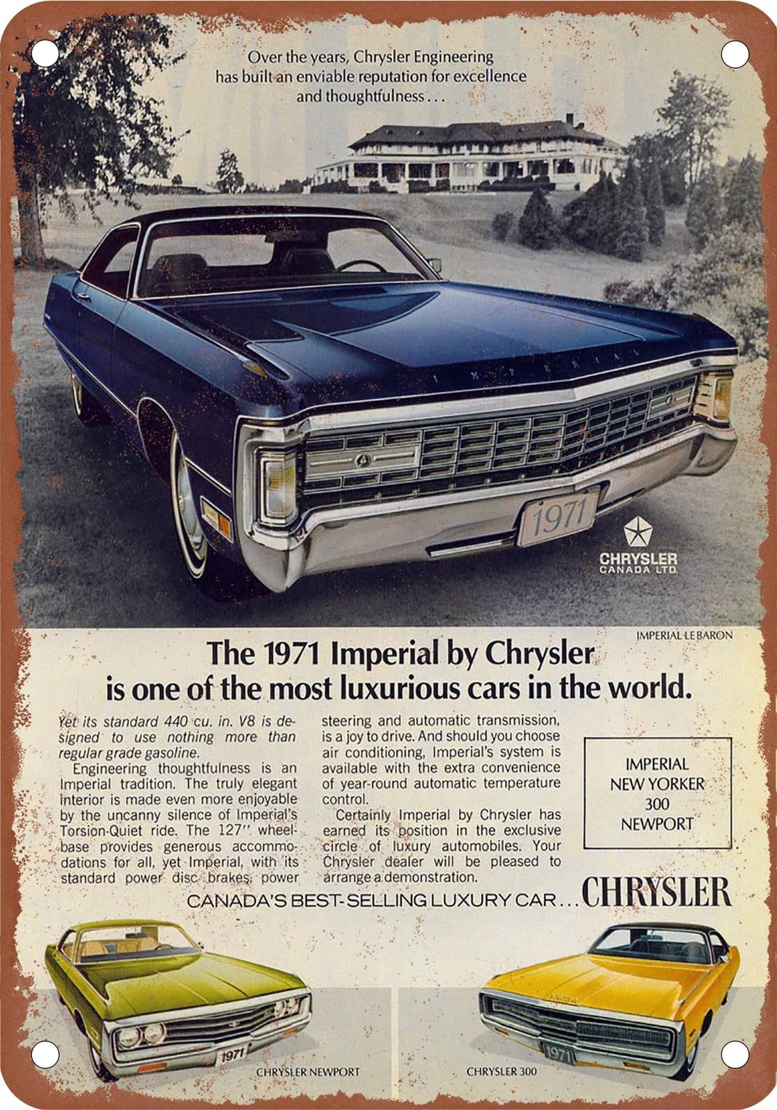 METAL SIGN - 1971 Imperial Vintage Ad 08 - Old Retro Rusty Look home decor