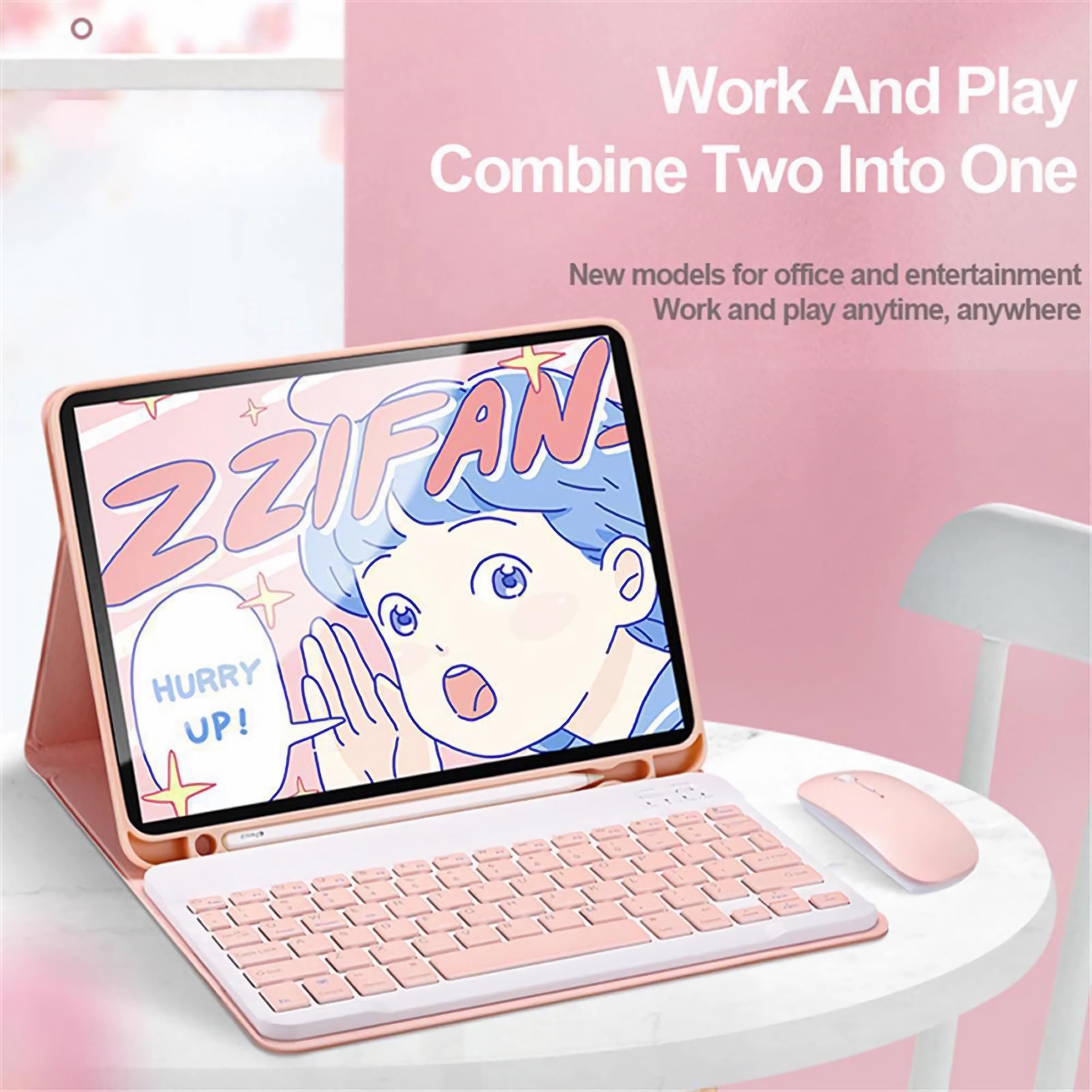 Teclado Funda para Samsung Galaxy Tab S7 FE /S7 Plus/ S8 + 12.4" con Ratón Smart Soft Case Teclado Bluetooth Inalámbrico Desmontable Cubierta De La Tableta con Soporte para Lápiz,Verde