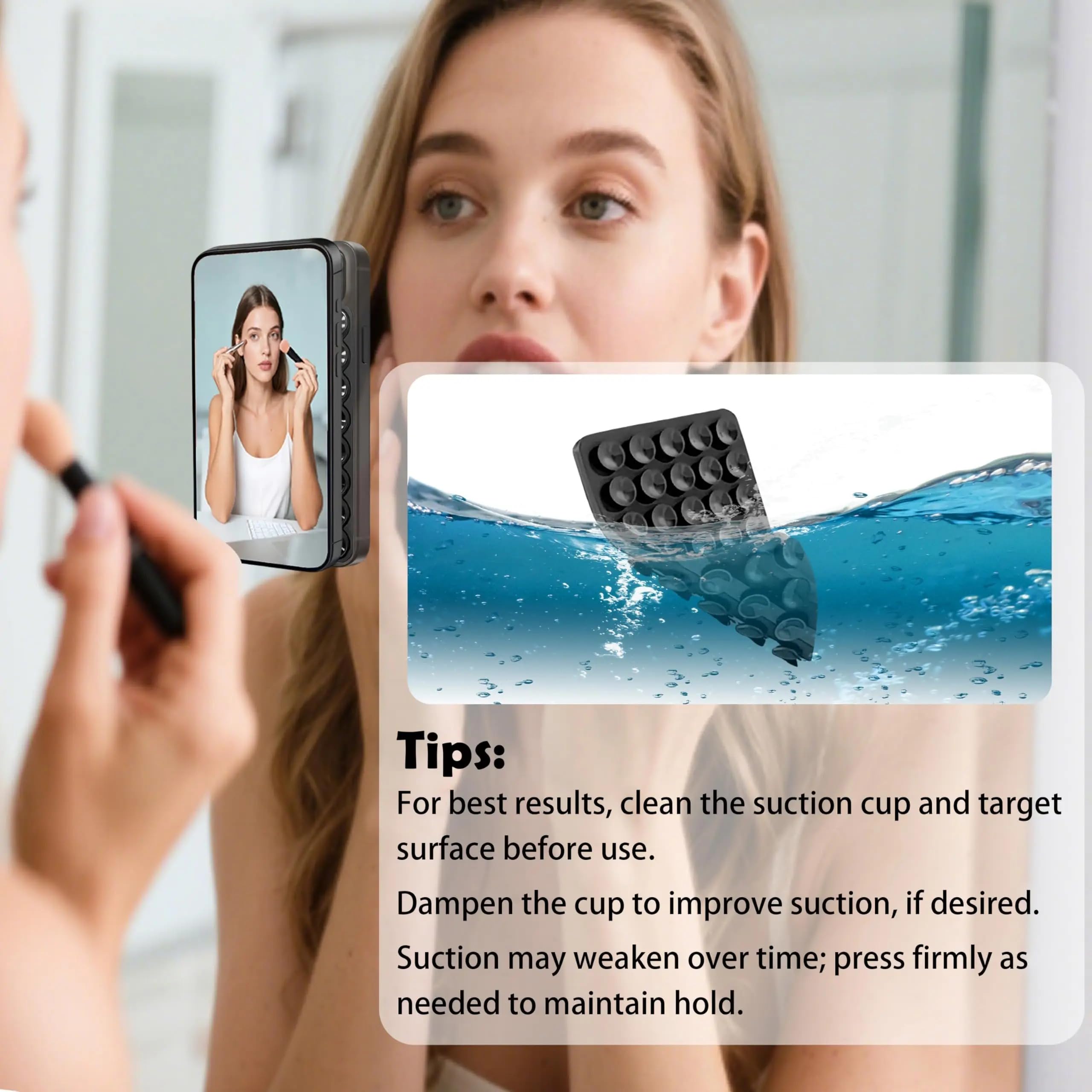 XZC Confezione da 3 impugnature in silicone a doppia ventosa per telefono, supporto per selfie e video, riutilizzabili e rimovibili (bianco)