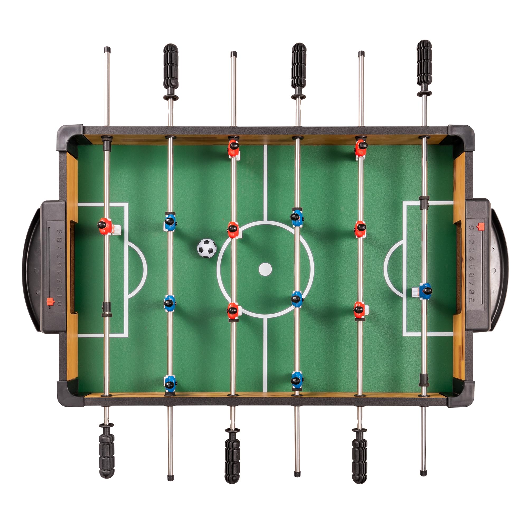 Mini Tischkicker (61x41x24.5 cm), Kompakter Tischfußball mit Ausbalancierten Figuren, Kickertisch in Holzoptik mit Rutschfesten Griffen, Fußballtisch für Kinder & Erwachsene, Büro & Zuhause