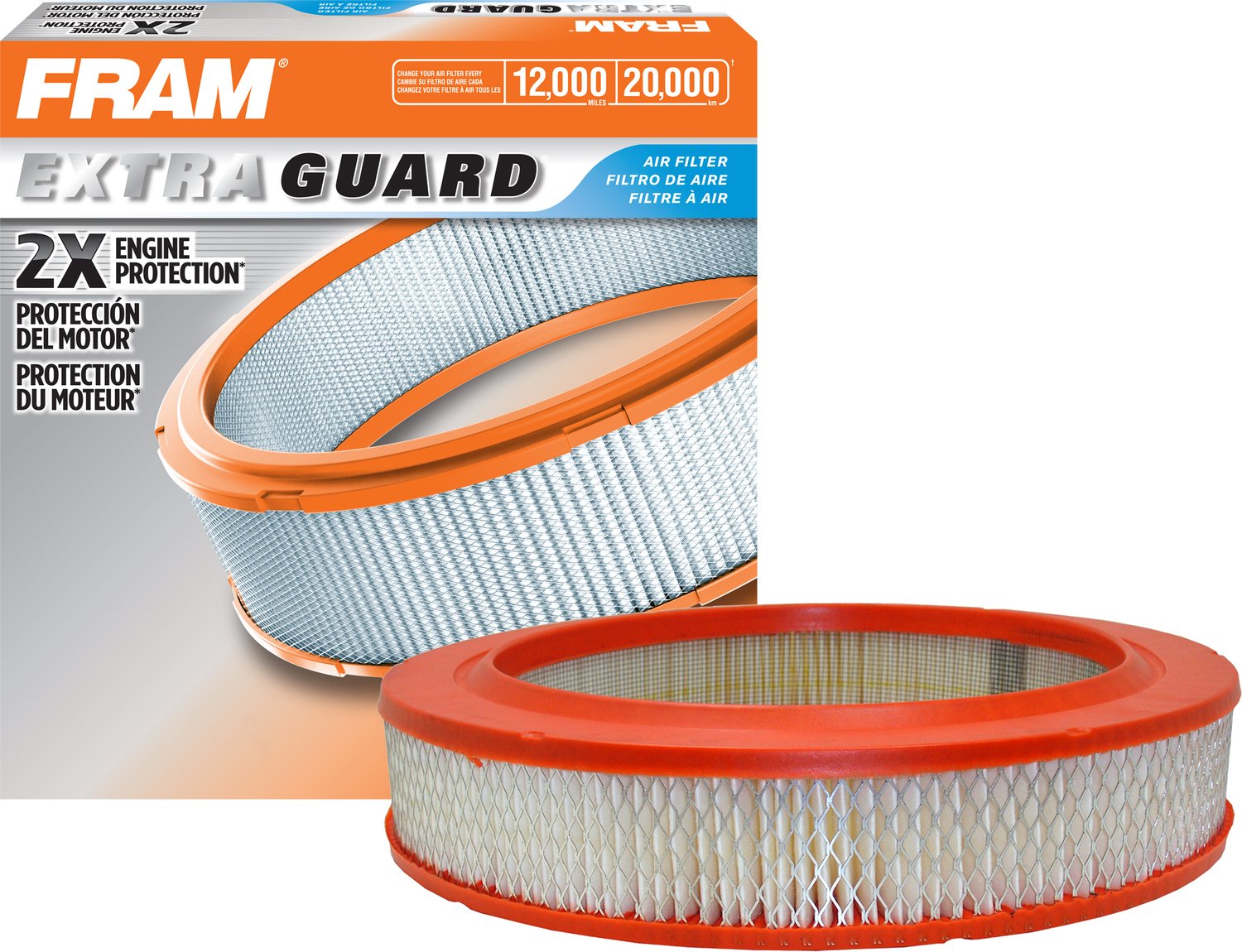 FramExtra Guard Round Plastisol Engine Air Filter Replacement, Easy Install w/Advanced Engine Protection and Optimal Performance, CA6334