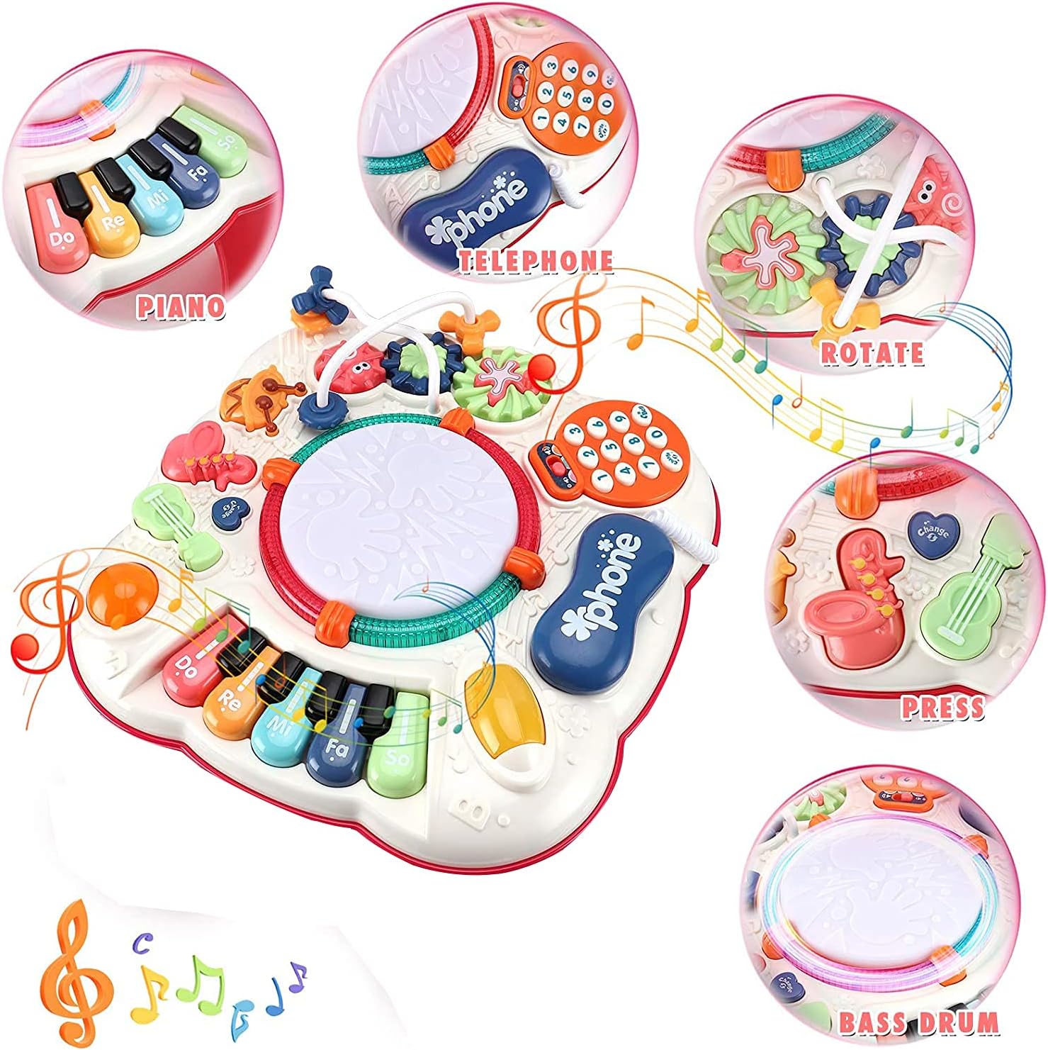 THISMY Learn and Groove Musical Table for Baby Toys 6 to 12 Months, Activity Table for 1 2 3 Years Old, 11.8×11.8×12.2 Inches (Blue) : Toys & Games