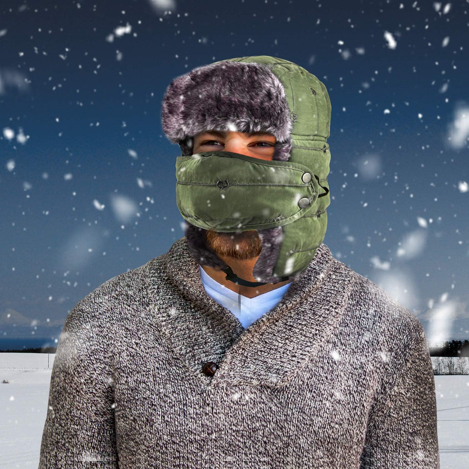 BROTOU Trapper Hat, Winter Warm Trooper Hats with Ear Flaps and Mask, Winter Hat for Men/Women, Fur Lined Ushanka Hat - Image 6